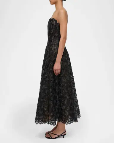 Simkhai Elvina Gilded Lace Strapless Midi Dress | Thumbnail 8 Simkhai Elvina Gilded Lace Strapless Midi Dress | Thumbnail 8