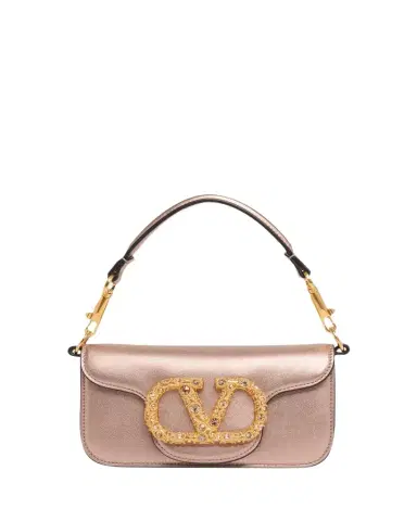 Valentino Garavani Small Crystal VLogo Metallic Leather Top-Handle Bag | Thumbnail 1