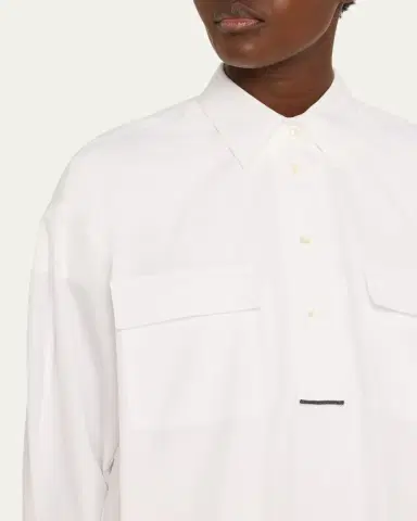 Brunello Cucinelli Monili-Trim Matte Poplin Button-Down Shirt | Thumbnail 5 Brunello Cucinelli Monili-Trim Matte Poplin Button-Down Shirt | Thumbnail 5