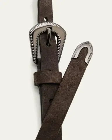 Brunello Cucinelli Suede Carved Leather Belt | Thumbnail 2 Brunello Cucinelli Suede Carved Leather Belt | Thumbnail 2