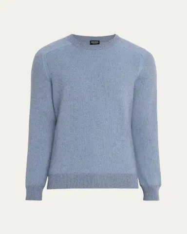 ZEGNA Men's Cashmere Rib Saddle Crewneck Sweater | Thumbnail 5 ZEGNA Men's Cashmere Rib Saddle Crewneck Sweater | Thumbnail 5