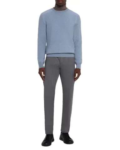 ZEGNA Men's Cashmere Rib Saddle Crewneck Sweater | Thumbnail 1 ZEGNA Men's Cashmere Rib Saddle Crewneck Sweater | Thumbnail 1