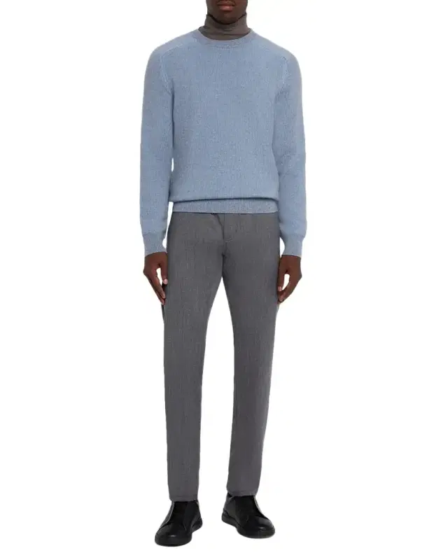 Men's Cashmere Rib Saddle Crewneck Sweater
