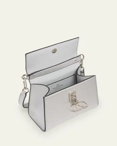Valentino Garavani Mini Crystal VLogo Metallic Leather Top-Handle Bag | Thumbnail 4 Valentino Garavani Mini Crystal VLogo Metallic Leather Top-Handle Bag | Thumbnail 4