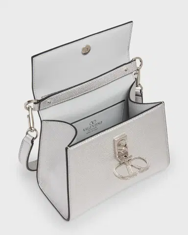 Valentino Garavani Mini Crystal VLogo Metallic Leather Top-Handle Bag | Thumbnail 8 Valentino Garavani Mini Crystal VLogo Metallic Leather Top-Handle Bag | Thumbnail 8
