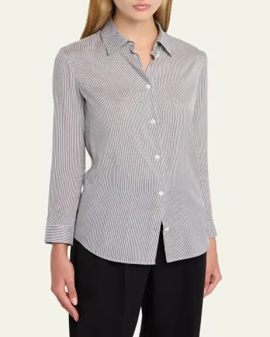 The Row Petra Striped Silk Poplin Button-Down Shirt | Thumbnail 4