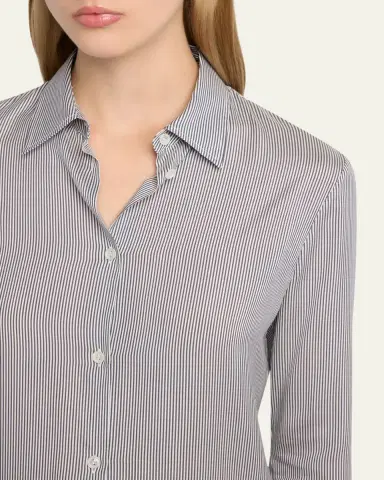 The Row Petra Striped Silk Poplin Button-Down Shirt | Thumbnail 5