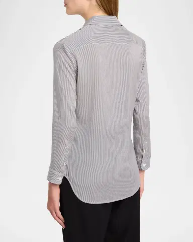 The Row Petra Striped Silk Poplin Button-Down Shirt | Thumbnail 7