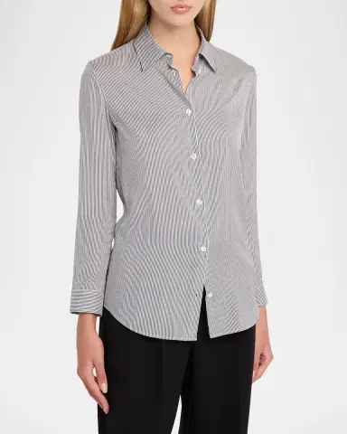 The Row Petra Striped Silk Poplin Button-Down Shirt | Thumbnail 8