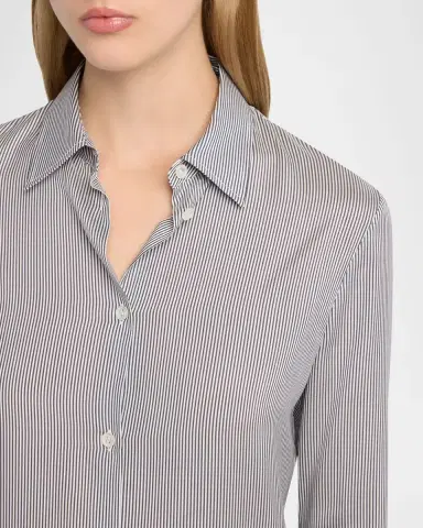 The Row Petra Striped Silk Poplin Button-Down Shirt | Thumbnail 9