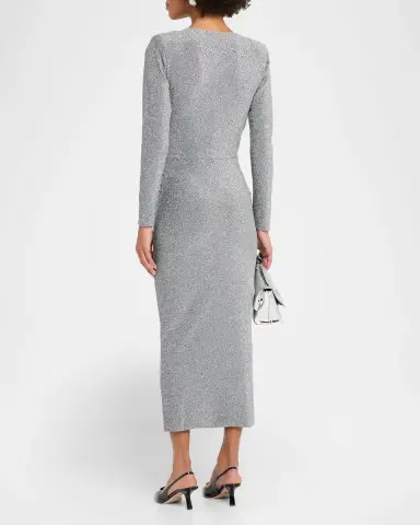 Chiara Boni La Petite Robe Jarra Twist-Front Shimmer Bodycon Midi Dress | Thumbnail 7 Chiara Boni La Petite Robe Jarra Twist-Front Shimmer Bodycon Midi Dress | Thumbnail 7