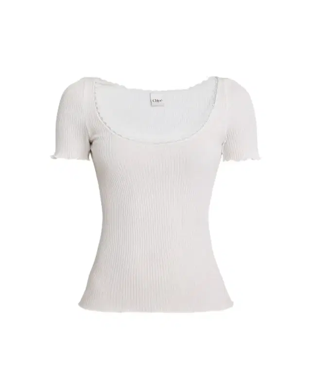 Lace-Trim Ribbed Scoop-Neck Top