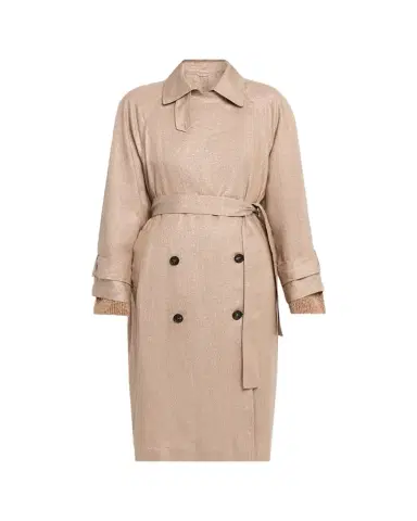 Brunello Cucinelli Metallic Linen Belted Trench Coat | Thumbnail 1 Brunello Cucinelli Metallic Linen Belted Trench Coat | Thumbnail 1