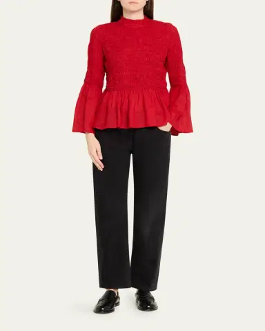 Sea Imogen Smocked Bell-Sleeve Blouse | Thumbnail 2