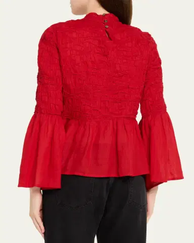 Sea Imogen Smocked Bell-Sleeve Blouse | Thumbnail 3