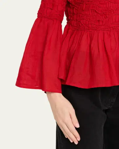 Sea Imogen Smocked Bell-Sleeve Blouse | Thumbnail 5