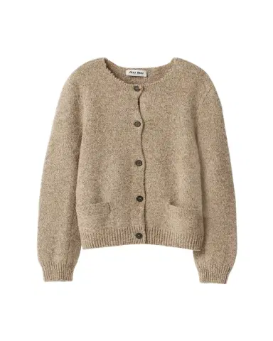 Miu Miu Wool Distressed Scoop-Neck Cardigan | Thumbnail 1