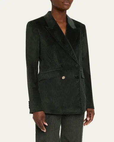 Gabriela Hearst Angela Corduroy Double-Breasted Blazer Jacket | Thumbnail 4