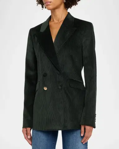 Gabriela Hearst Angela Corduroy Double-Breasted Blazer Jacket | Thumbnail 8