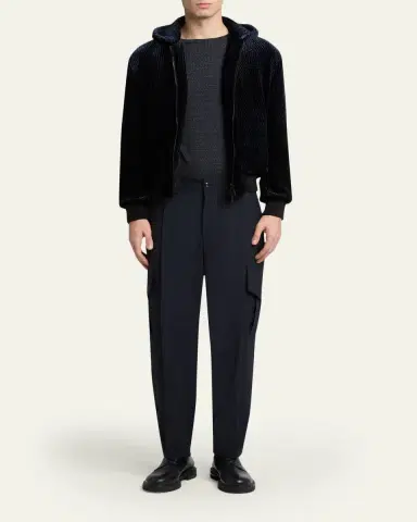 Giorgio Armani Men's Viscose Geometric Textured Crewneck T-Shirt | Thumbnail 2 Giorgio Armani Men's Viscose Geometric Textured Crewneck T-Shirt | Thumbnail 2