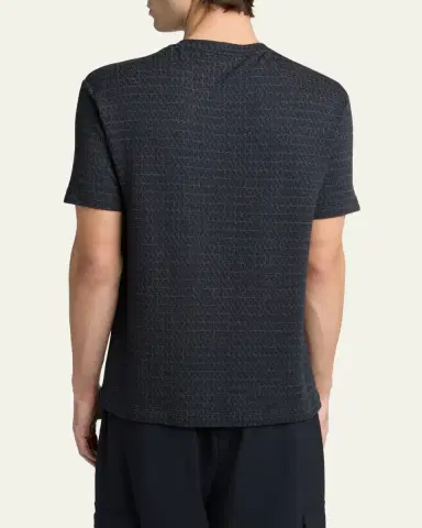 Giorgio Armani Men's Viscose Geometric Textured Crewneck T-Shirt | Thumbnail 3 Giorgio Armani Men's Viscose Geometric Textured Crewneck T-Shirt | Thumbnail 3