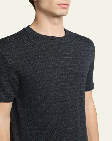 Giorgio Armani Men's Viscose Geometric Textured Crewneck T-Shirt | Thumbnail 5 Giorgio Armani Men's Viscose Geometric Textured Crewneck T-Shirt | Thumbnail 5