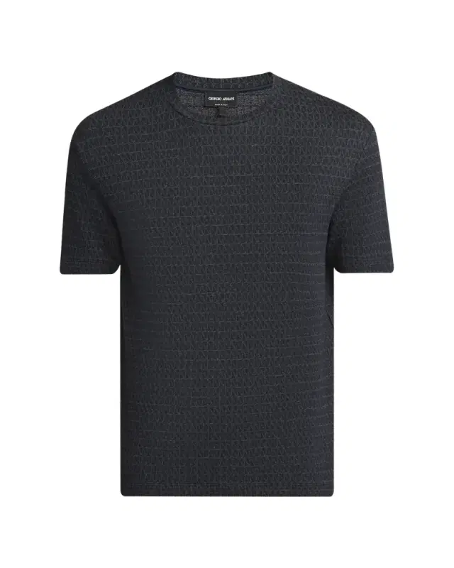Men's Viscose Geometric Textured Crewneck T-Shirt