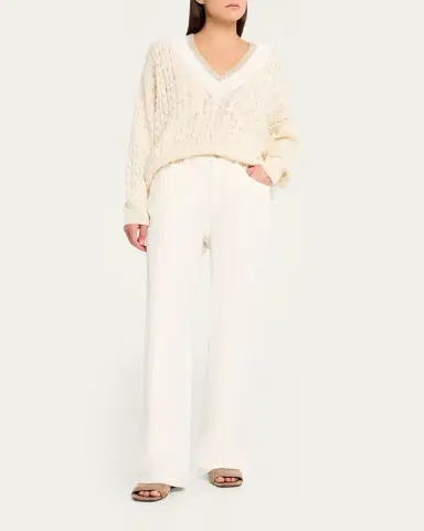 Brunello Cucinelli Dyed Cotton-Linen Wide-Leg Pants | Thumbnail 2