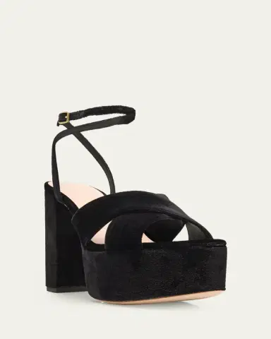 Loeffler Randall 130mm Loretta Velvet Platform Sandals | Thumbnail 3