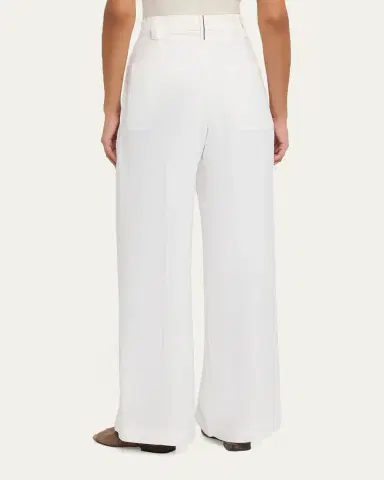 Brunello Cucinelli Monili-Trim Linen Gabardine Wide-Leg Pants | Thumbnail 3