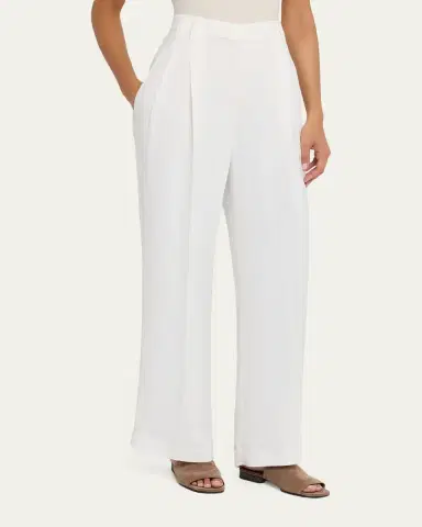Brunello Cucinelli Monili-Trim Linen Gabardine Wide-Leg Pants | Thumbnail 4
