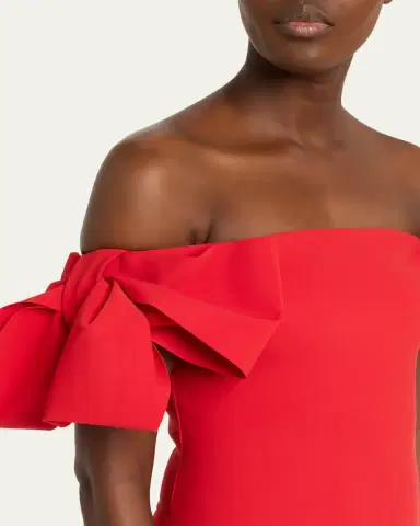 Chiara Boni La Petite Robe Bunjirai Off-Shoulder Bow Column Gown | Thumbnail 5 Chiara Boni La Petite Robe Bunjirai Off-Shoulder Bow Column Gown | Thumbnail 5
