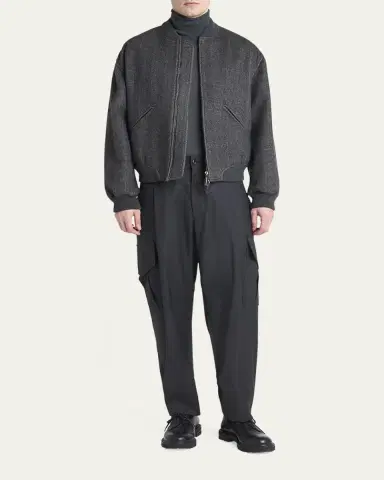 Giorgio Armani Men's Herringbone Cashmere and Wool Bomber Jacket | Thumbnail 6 Giorgio Armani Men's Herringbone Cashmere and Wool Bomber Jacket | Thumbnail 6