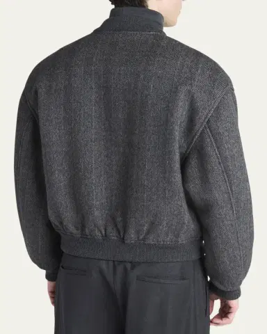 Giorgio Armani Men's Herringbone Cashmere and Wool Bomber Jacket | Thumbnail 7 Giorgio Armani Men's Herringbone Cashmere and Wool Bomber Jacket | Thumbnail 7