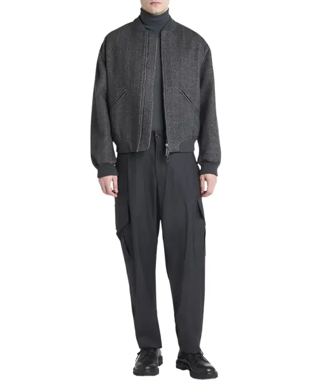 Men's Herringbone Cashmere and Wool Bomber Jacket