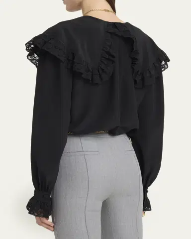 Chloé Roscini Lace-Trim Silk Blouse | Thumbnail 3