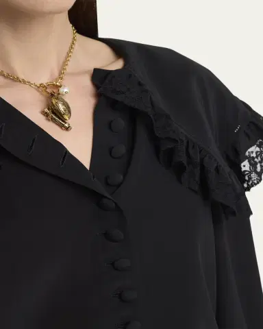Chloé Roscini Lace-Trim Silk Blouse | Thumbnail 5
