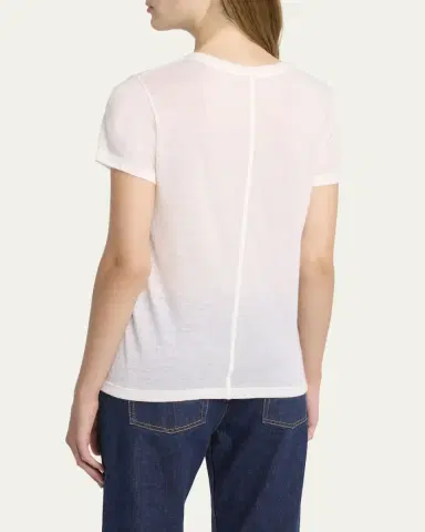 The Row Wesler Heathered Cashmere Short-Sleeve T-Shirt | Thumbnail 3 The Row Wesler Heathered Cashmere Short-Sleeve T-Shirt | Thumbnail 3