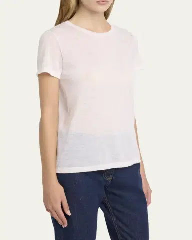 The Row Wesler Heathered Cashmere Short-Sleeve T-Shirt | Thumbnail 4 The Row Wesler Heathered Cashmere Short-Sleeve T-Shirt | Thumbnail 4