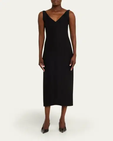 Adam Lippes Willa Sleeveless Silk Wool Midi Dress | Thumbnail 2 Adam Lippes Willa Sleeveless Silk Wool Midi Dress | Thumbnail 2