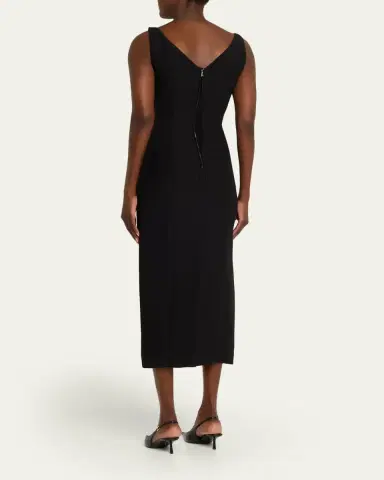 Adam Lippes Willa Sleeveless Silk Wool Midi Dress | Thumbnail 3 Adam Lippes Willa Sleeveless Silk Wool Midi Dress | Thumbnail 3