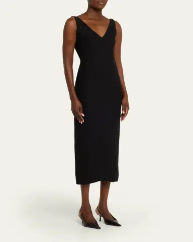 Adam Lippes Willa Sleeveless Silk Wool Midi Dress | Thumbnail 4 Adam Lippes Willa Sleeveless Silk Wool Midi Dress | Thumbnail 4