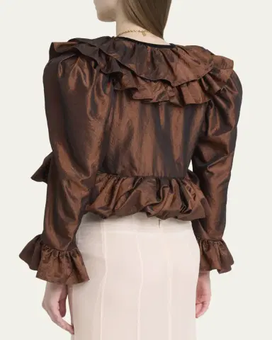 Chloé Ruffle-Trim Cropped Blouse | Thumbnail 3 Chloé Ruffle-Trim Cropped Blouse | Thumbnail 3
