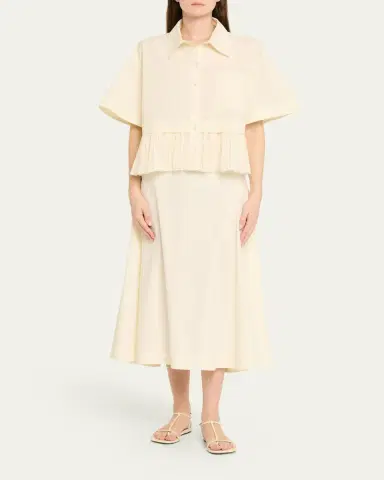 Sea Solene Pleated Combo Button-Front Shirt | Thumbnail 2 Sea Solene Pleated Combo Button-Front Shirt | Thumbnail 2