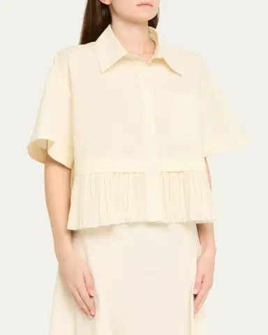 Sea Solene Pleated Combo Button-Front Shirt | Thumbnail 4 Sea Solene Pleated Combo Button-Front Shirt | Thumbnail 4