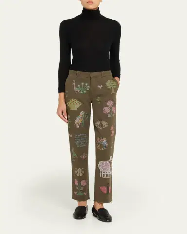 Libertine Needlepoint Embellished Slim-Leg Ankle Chino Pants | Thumbnail 2 Libertine Needlepoint Embellished Slim-Leg Ankle Chino Pants | Thumbnail 2
