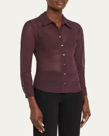 L'Agence Indiana Fitted Mesh Blouse | Thumbnail 4