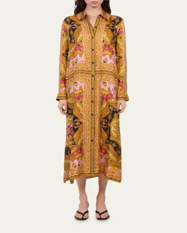 Diane von Furstenberg Carrie Floral-Print Silk Midi Shirtdress | Thumbnail 2