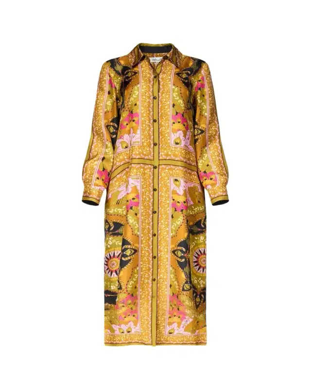 Diane von Furstenberg Carrie Floral-Print ilk Midi hirtdress