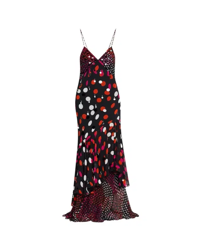 Diane von Furstenberg uisa Backless Polka Dot Paillette Maxi Dress